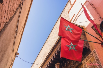 Urlaub in Marrakesch Marokko Fahne