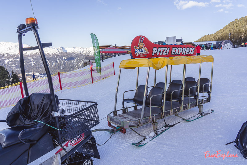 Transport Kinder beim Skifahren